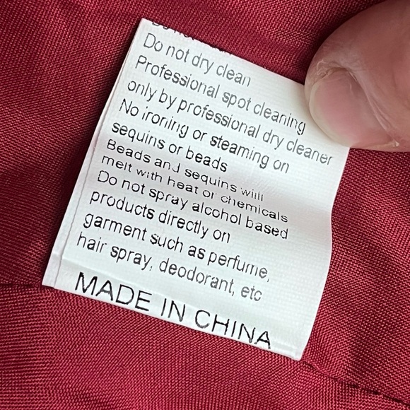 Bari Jay Wine Red Beaded Mesh Maxi Formal Dress 12 Gala Bridesmaid Wedding HOCO - Picture 9 of 12